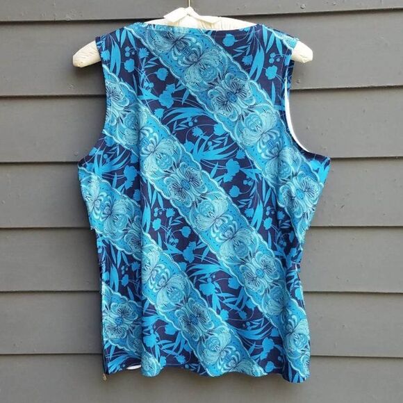 Coldwater Creek Blue Floral Layered Top size Large (14) - Picture 2 of 7